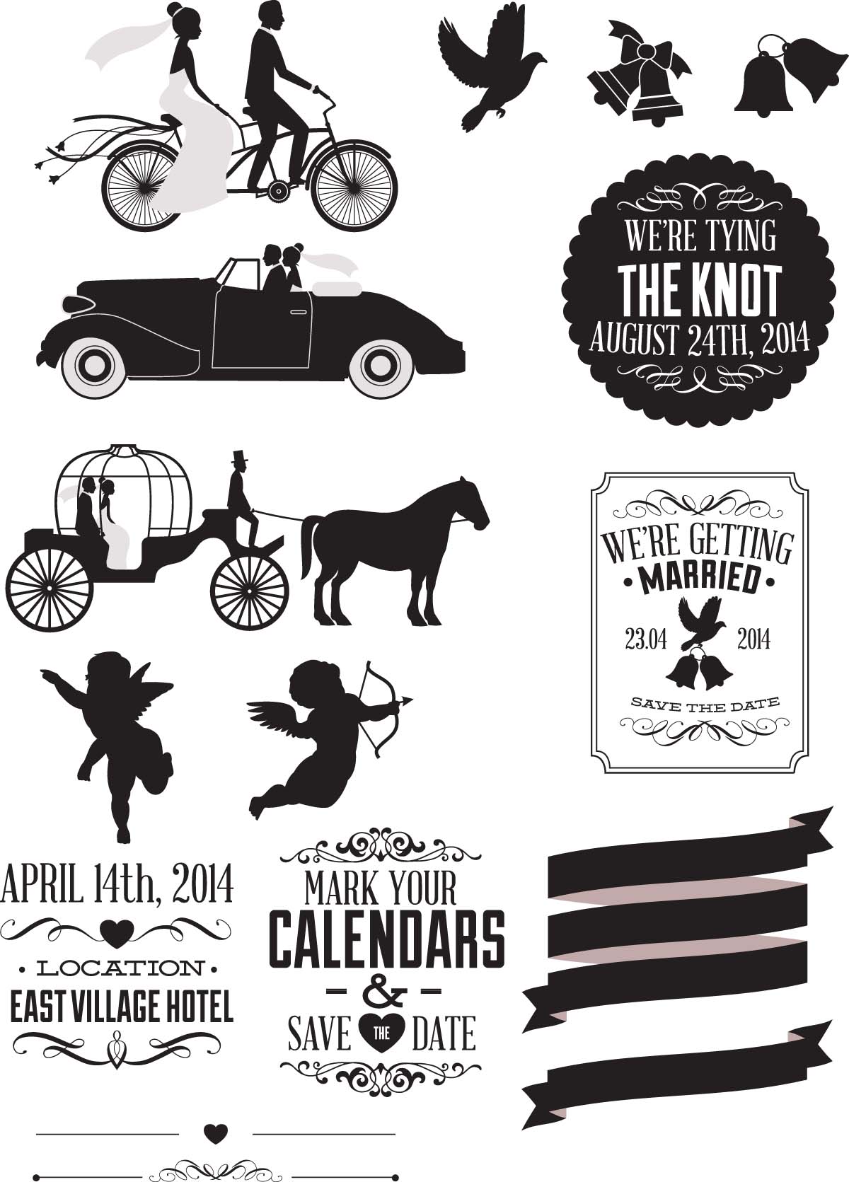 1200x1671 Wedding Retro Elements Vector Free Download