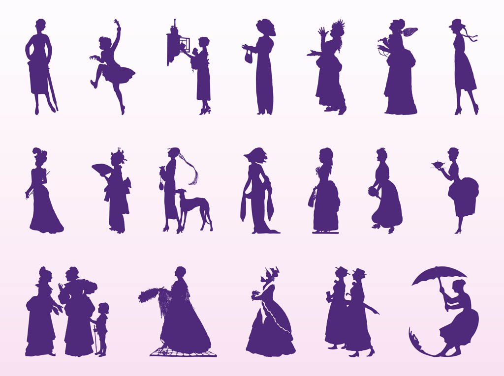 1024x765 Vintage Women Silhouettes Vector Art Amp Graphics