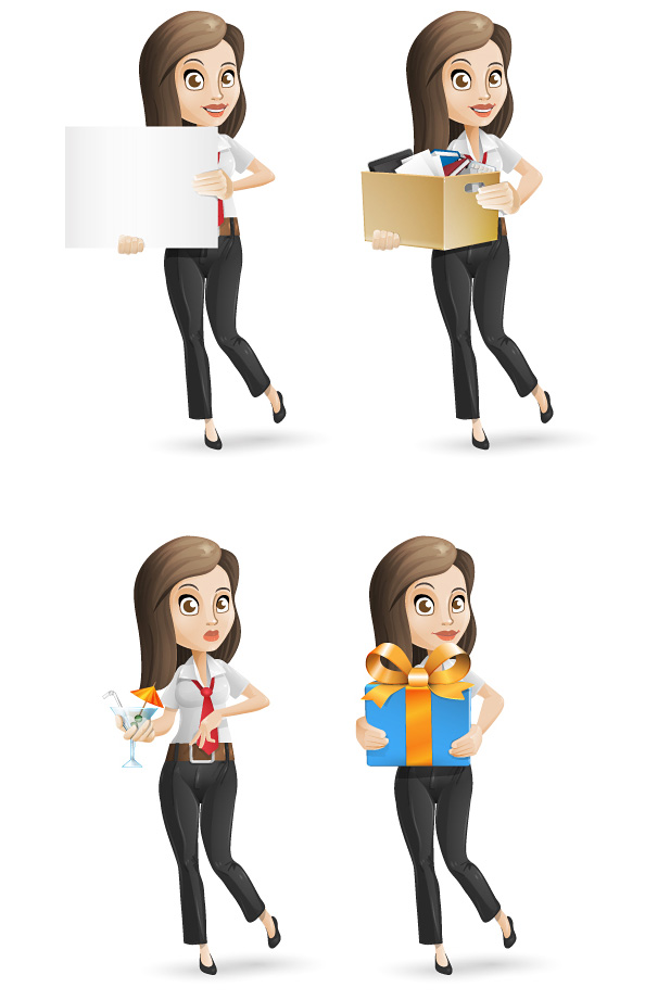 594x921 Business Woman Vector Character Set
