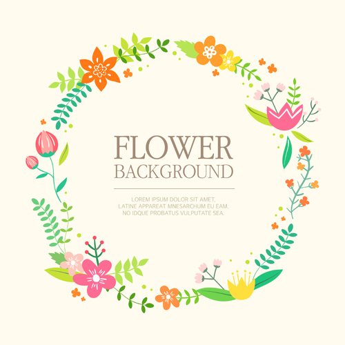 500x500 Elegant Flower Wreath Vector Background Free Download