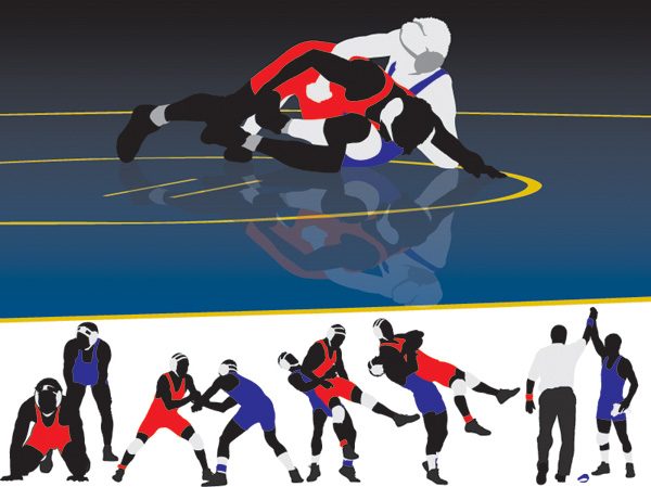 600x449 Wrestling Clip Art Free Vector 4vector