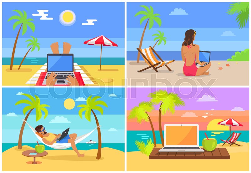 800x553 Freelancer People And Laptops, Collection With Freelance Tasks