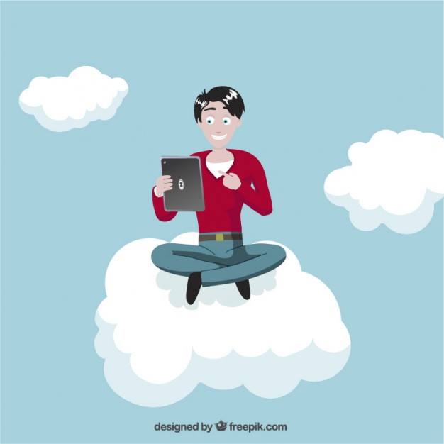 626x626 Man With Tablet On Cloud Vector Free Vector Download In .ai