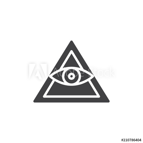 500x500 All Seeing Eye Pyramid Vector Icon. Filled Flat Sign For Mobile