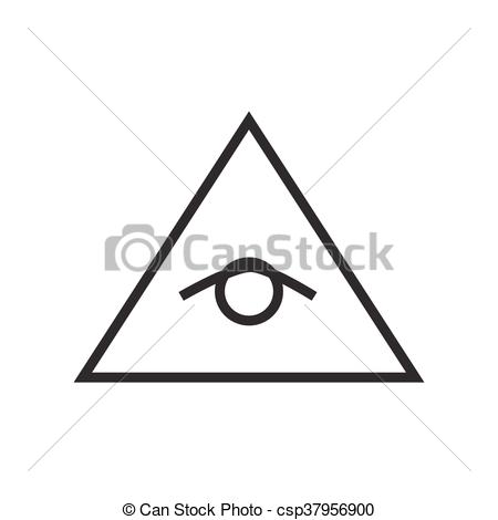 450x470 All Seeing Eye Pyramid Vector Line Illustration, Icon, Symbol