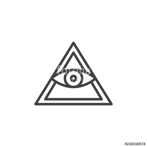 500x500 All Seeing Eye Pyramid Outline Icon. Linear Style Sign For Mobile