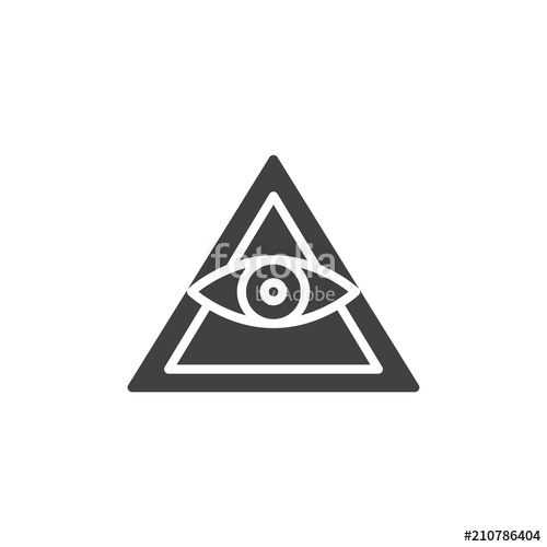 500x500 All Seeing Eye Pyramid Vector Icon. Filled Flat Sign For Mobile