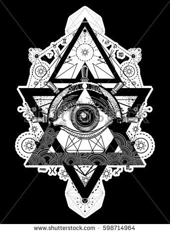 342x470 All Seeing Eye Tattoo Art Vector. Freemason And Spiritual Symbols