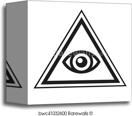 443x390 Canvas Print Of Masonic Symbol. All Seeing Eye Inside Pyramid