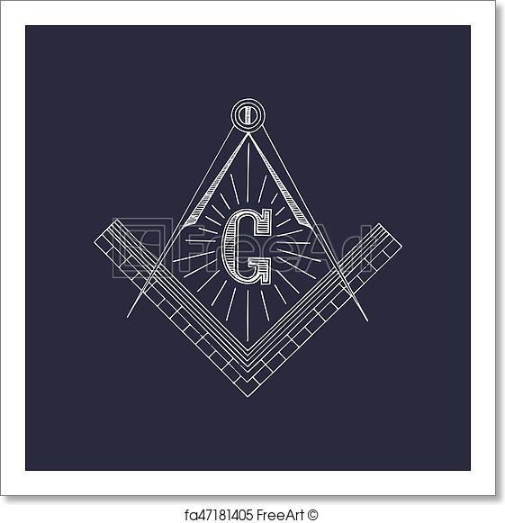 561x581 Free Art Print Of Masonic Square And Compass Symbols. Hand Drawn
