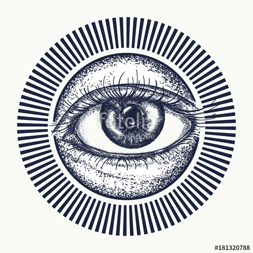 500x500 All Seeing Eye Tattoo Art Vector. Magic Eye T Shirt Design