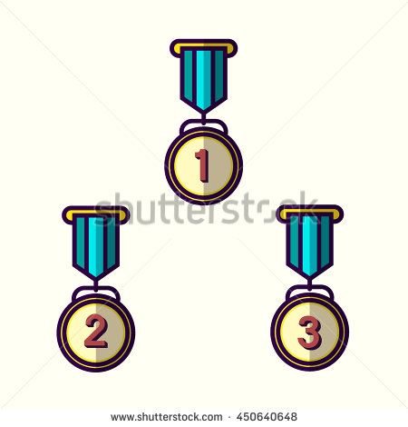 450x470 Medallion Award First, Second And Third Winner Flat Design Icon