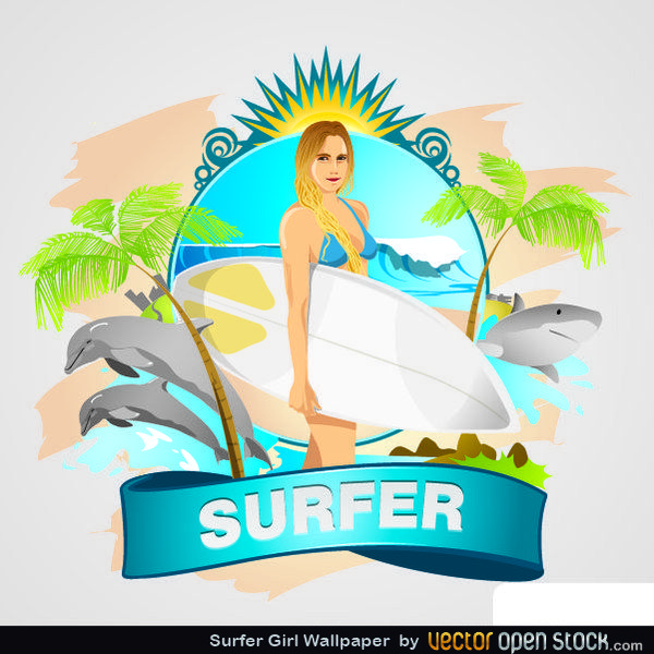 600x600 Free Vector Surfer Girl Wallpaper All