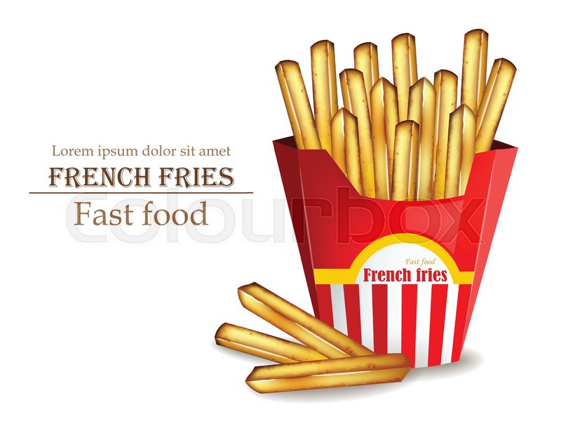 800x617 French Fries Vector Realistic. Fast Food Template. Detailed 3d