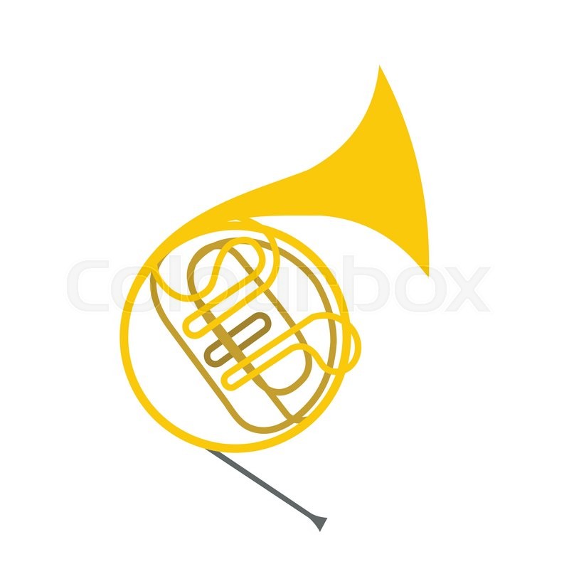 800x800 French Horn Flat Icon Isolated On White Background Stock Vector