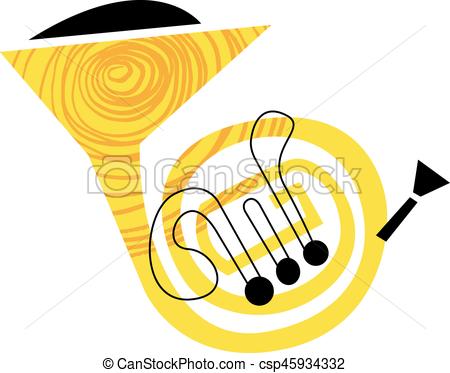 450x373 French Horn Musical Instrument. Vector Illustration Of A French