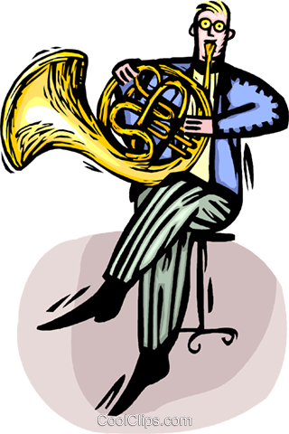 320x480 French Horn Player Royalty Free Vector Clip Art Illustration