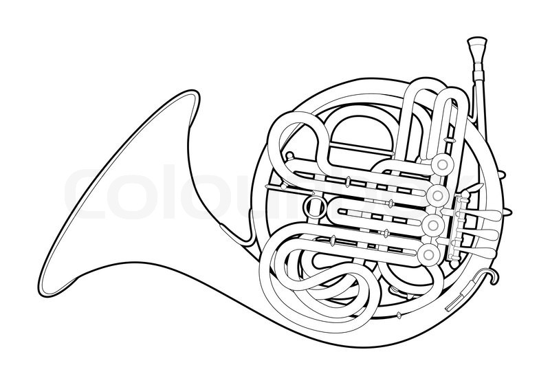 800x560 Outline French Horn Stock Vector Colourbox