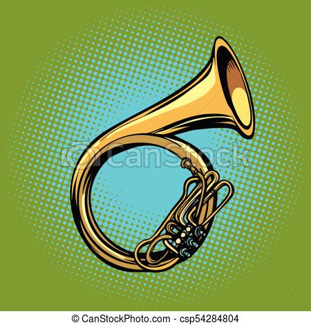 450x470 Tuba French Horn Helicon Musical Instrument. Pop Art Retro Vector
