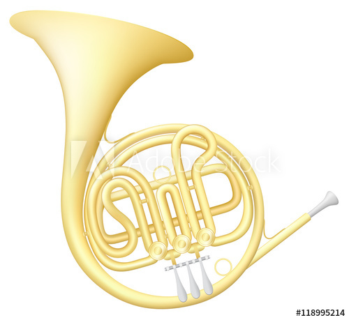 500x459 Vector Illustration Of A French Horn Musical Instrument.