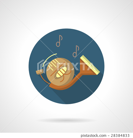 450x468 Wind Instruments. French Horn Round Vector Icon
