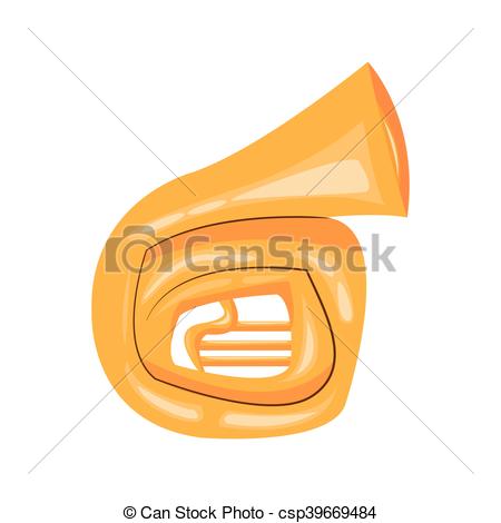 450x470 Flat Design French Horn Cartoon Icon Vector Illustration.