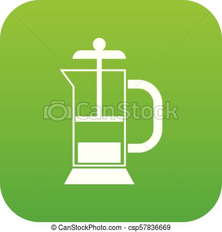 450x470 French Press Coffee Maker Icon Digital Green For Any Design