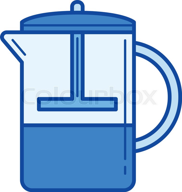 756x800 French Press Vector Line Icon Isolated On White Background. French