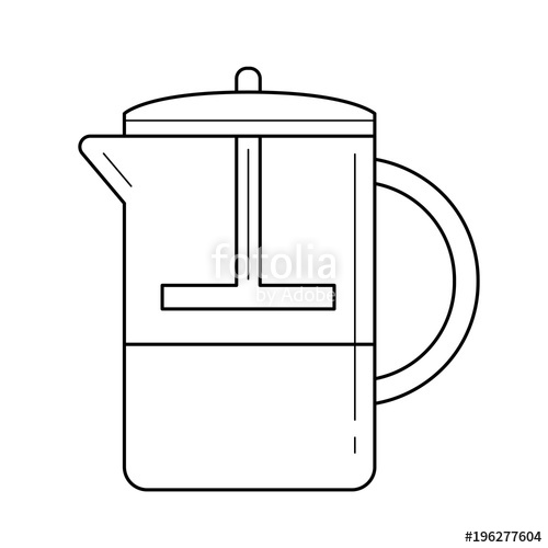 500x500 French Press Vector Line Icon Isolated On White Background. Making