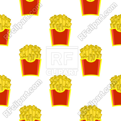 400x400 French Fries In Red Paper Box Seamless Pattern Vector Image