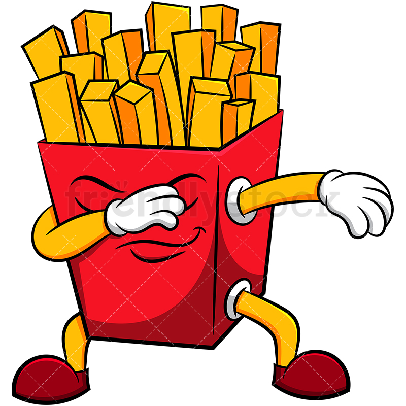 800x800 Dabbing French Fries Carton Cartoon Vector Clipart