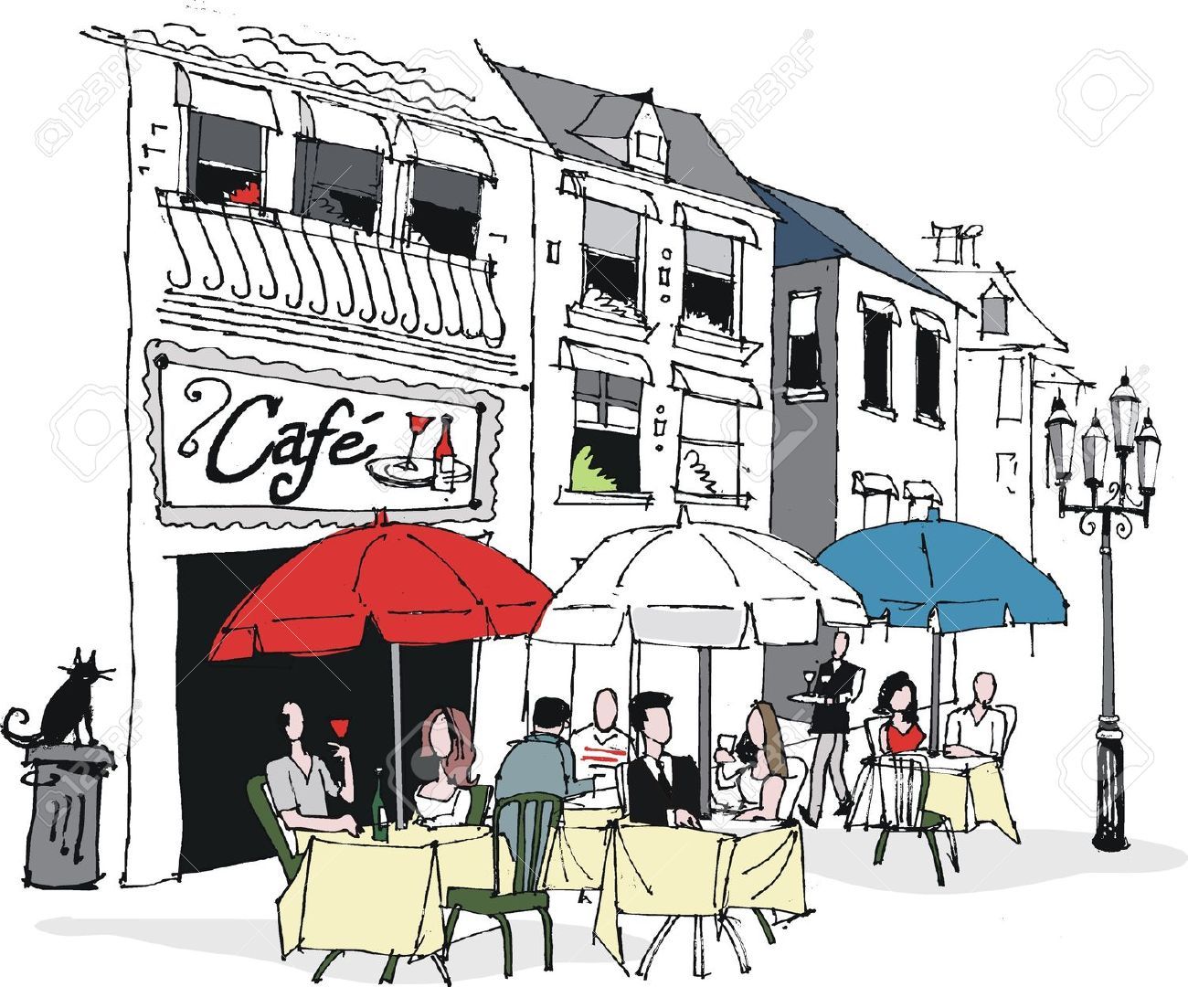 1300x1080 Vector Illustration Of French Cafe Scene Joseph...dreamcoat