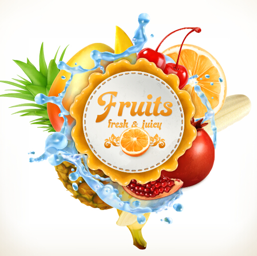 516x513 Fresh Fruits Vector Label 01 Free Download