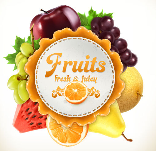 508x490 Fresh Fruits Vector Label 02 Free Download
