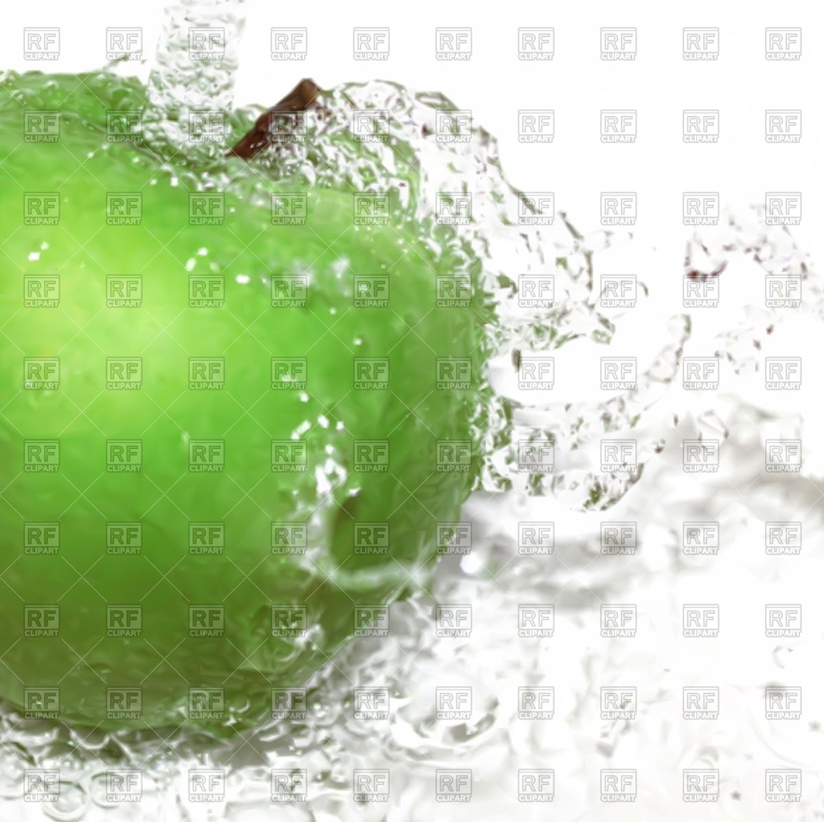 1200x1197 Green Fresh Apple With Water Splash Vector Image Vector Artwork