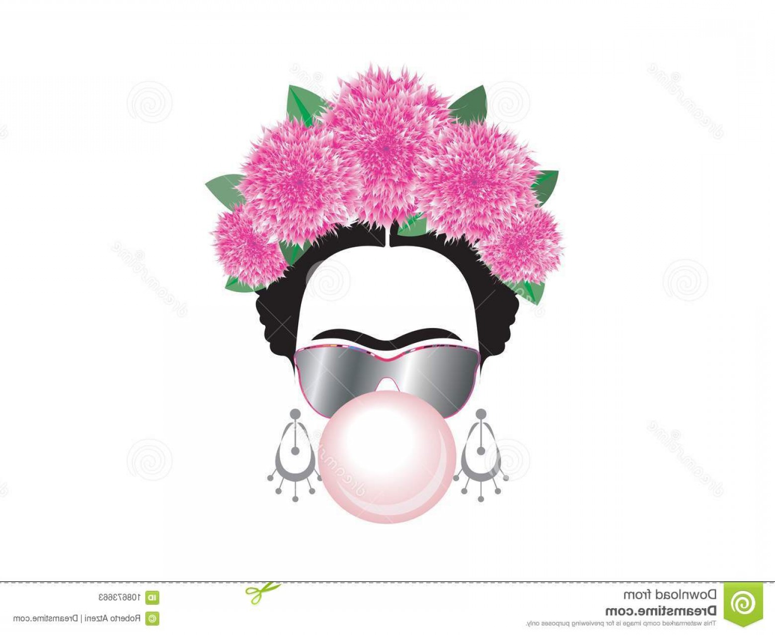 1560x1278 Frida Kahlo Vector Portrait Gum Bubble Sun Glasses Isolated Image