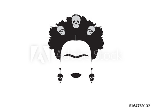 500x357 Portrait Of Mexican Or Spanish Woman Minimalist Frida With Skulls