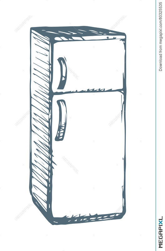 528x800 Fridge. Vector Drawing Illustration 80325535
