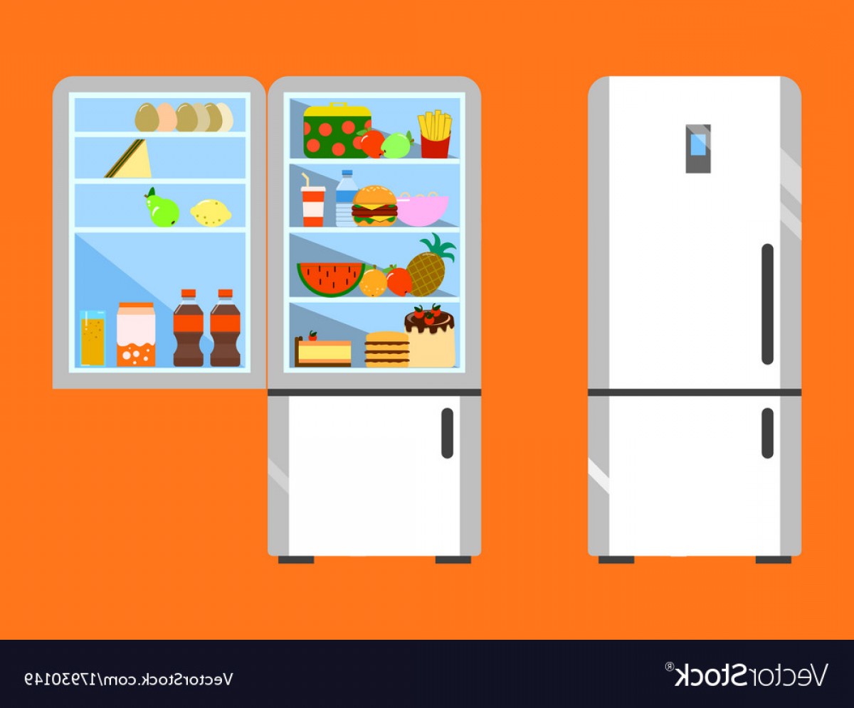 1200x996 Full Of Food Opened And Close Refrigerator Fridge Vector Sohadacouri