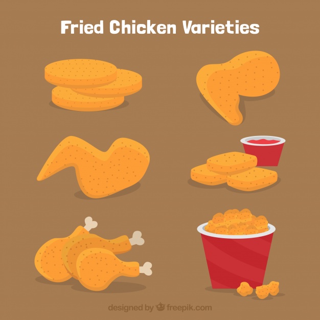 626x626 Flat Set Of Fried Chicken Vector Free Download