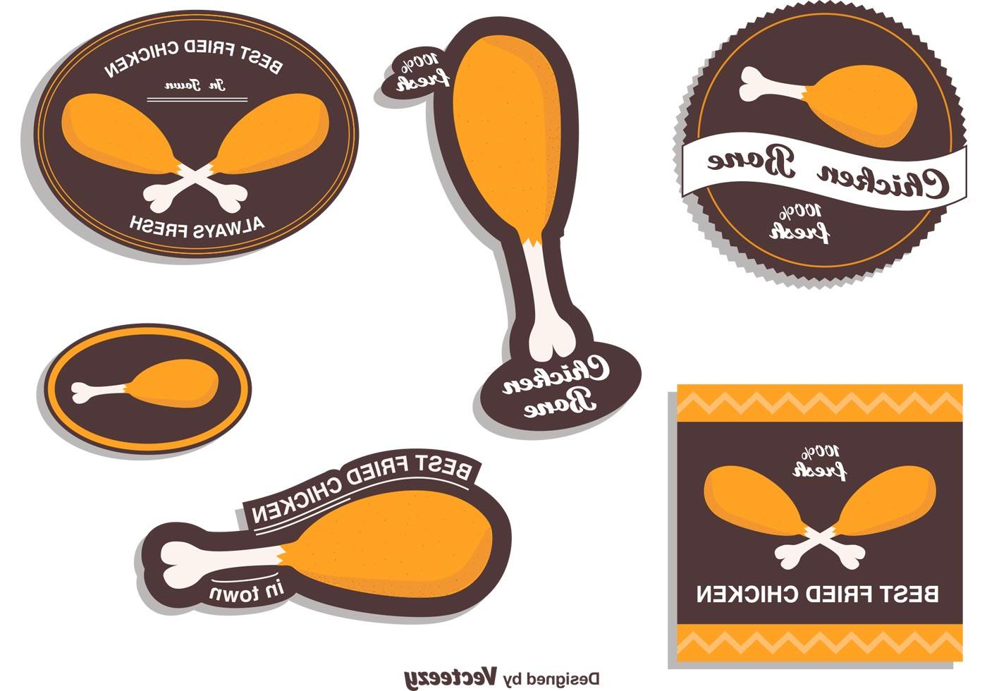1400x980 Fried Chicken Vector Labels