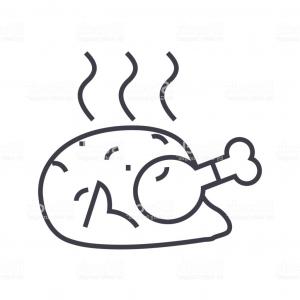 300x300 Fried Chicken Vector Line Icon Sign Illustration On Background