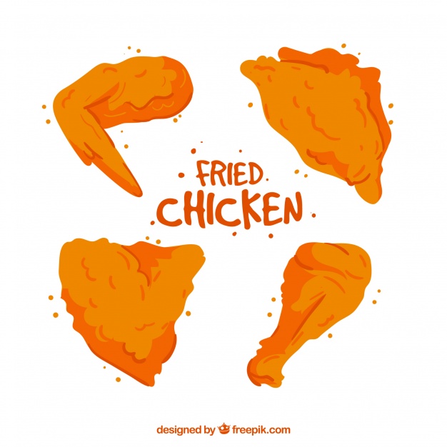 626x626 Set Of Tasty Hand Drawn Fried Chicken Vector Free Download