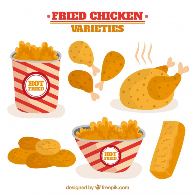 626x626 Collection Of Appetizing Fried Chicken Vector Free Download