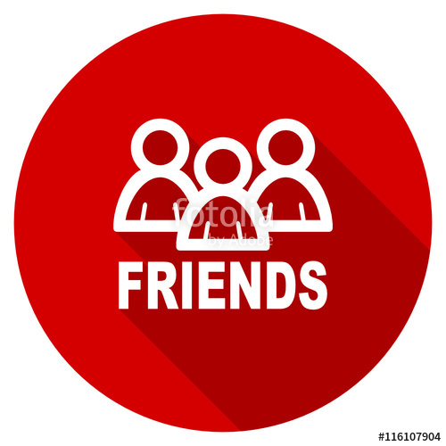 500x500 Flat Design Red Round Friends Vector Icon Stock Image And Royalty