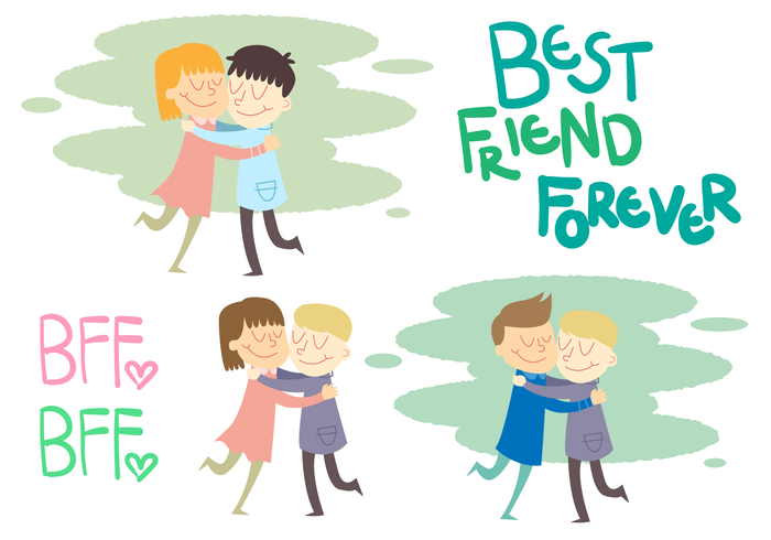 700x490 Friends Hugging Vector Set