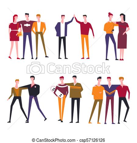 450x470 Friends People Vector Flat Icons. Friends Vector Flat Icons Of