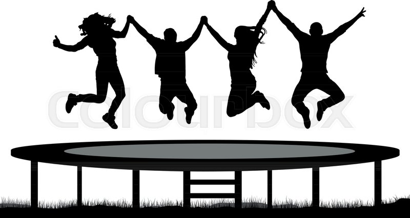 800x426 Jumping People On A Trampoline Silhouette, Jump Cheerful Friends