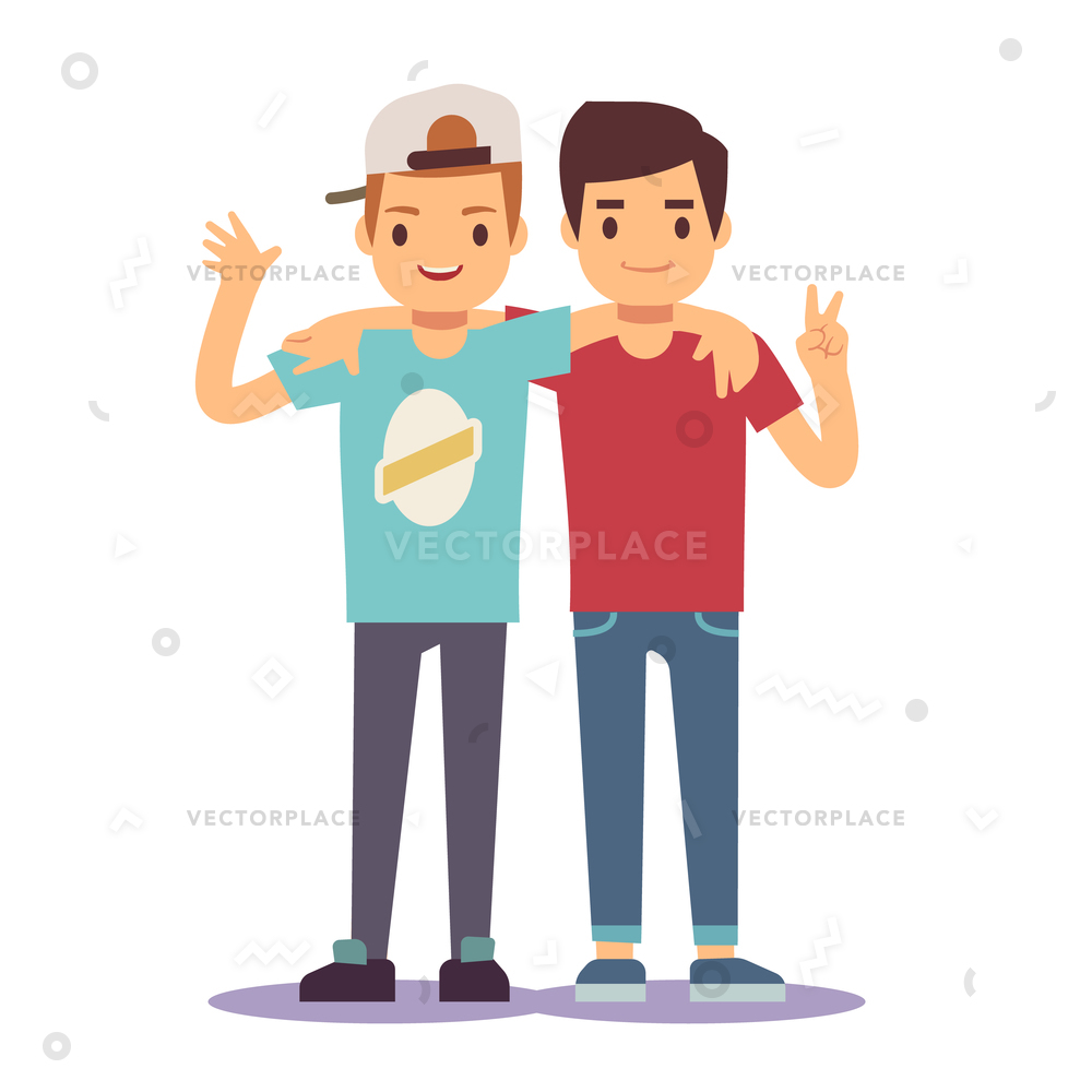 1000x1000 Adult Guys Men Two Best Friends Vector Illustration 16748