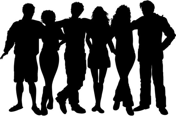 600x399 Vector Silhouettes Group Of Friends Vector Silhouettes Free Vector
